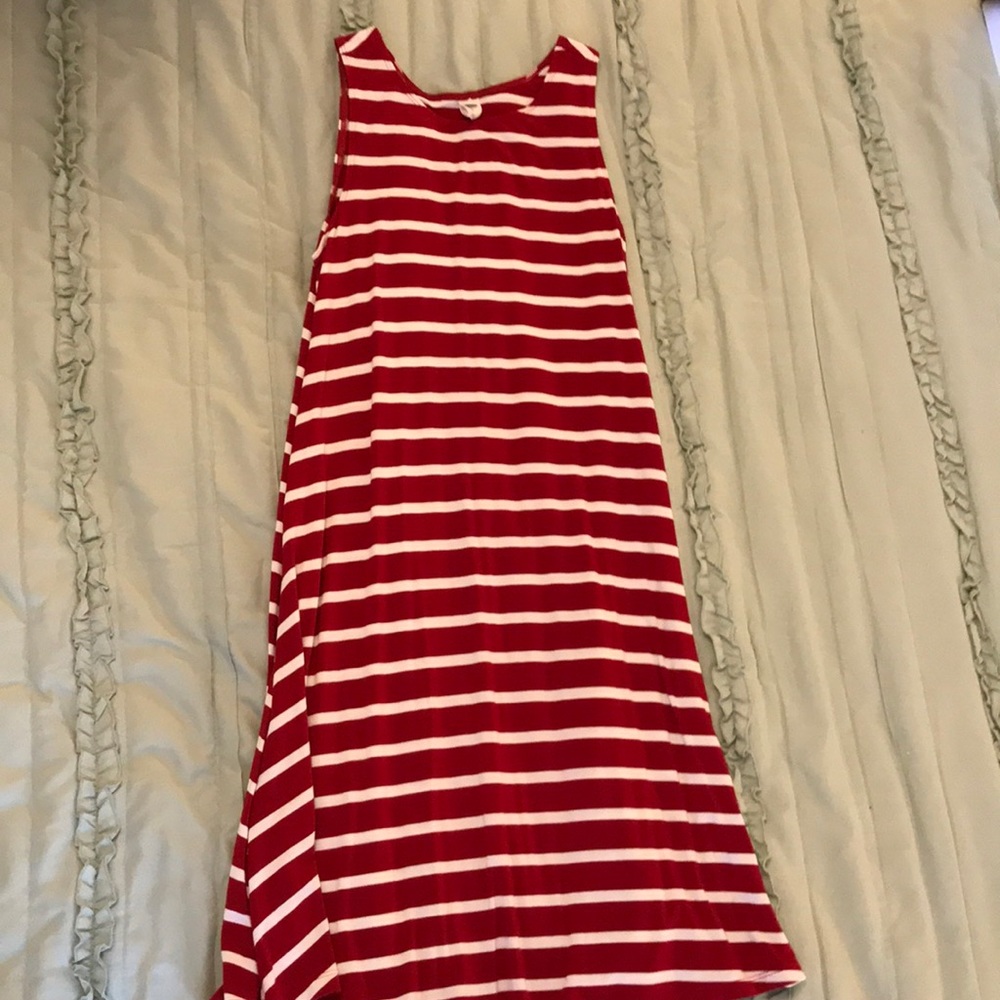 Red and white stripped T-shirt dress